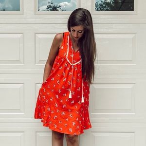 Red Tassel Maternity Dress with Pockets